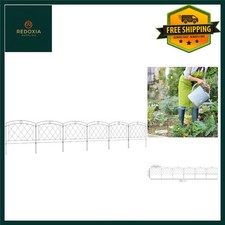 Elegant Garden Picket Fence Panels, 6 Pcs Rustproof Metal Wire, 24in x 12ft B...
