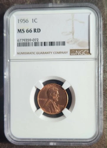 1956-P  LINCOLN WHEAT CENT NGC MS 66 RD