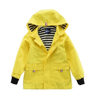 Boys Girls Cotton Lined Rain Jacket Waterproof Light Windbreaker 3T Yellow