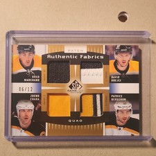 Upper Deck SP Game Used Authentic Fabrics Quad Patch /12 Bruins Marchand Krejci…