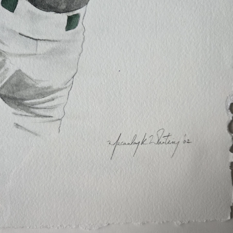 Pintura Acuarela Original Tim Hudson por Macaulay Whitney Oakland A's MLB Foto 3 de 4