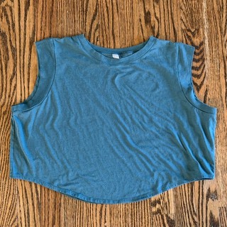 Alo Women’s Teal Cropped Muscle Tank Top Women’s Size Large