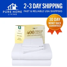 OEKO-TEX Certified Queen Size Bedding - Luxurious 400 Thread Count Cotton Sheets