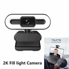 2K HD W/ Fill Light Rotatable Laptop Web Camera PC Computer Camera W/ Microphone