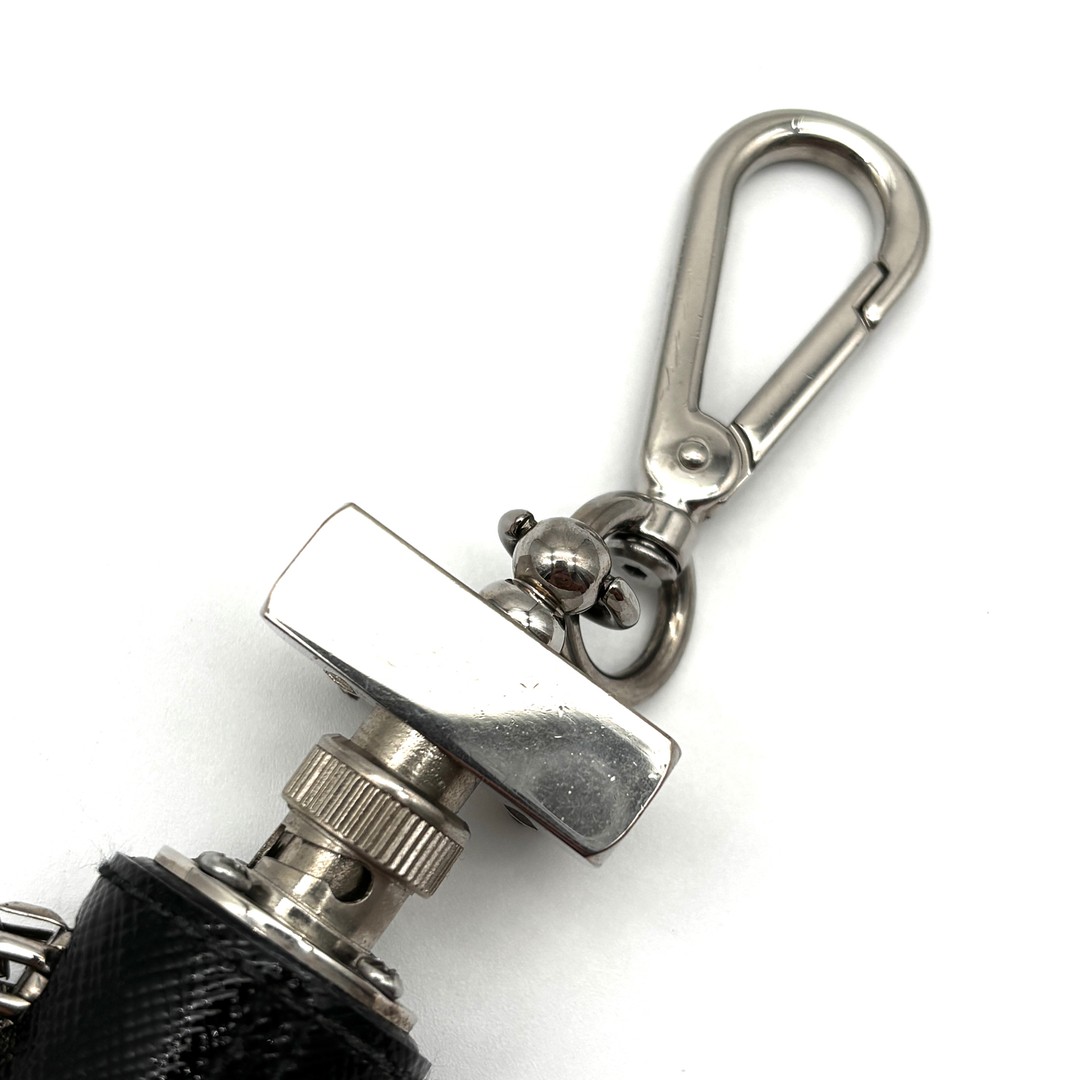 beautiful PRADA Edward robot keychain bag charm triangular logo plate saffian thumbnail 4