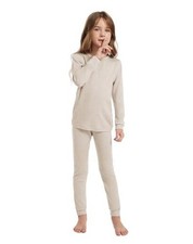 Kids Unisex 100 Merino Wool Base Layer Sets Lightweight 9-10 190-oatmeal