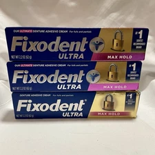 Fixodent Ultra Max Hold Secure Denture Adhesive Cream 2.2 oz, 3 Pack