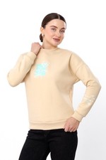 Sweatshirt Women's Floral Print Text Sleeve Comfort Fit,, Winter, Nosi s...