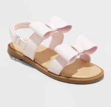 Cat Jack Pink Bow Sandals Toddler Size 5 Hook Loop Closure