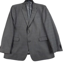 Tommy Hilfiger Blazer Mens 44R Gray Check Polyester Viscose Sport Coat Jacket