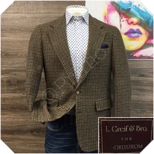 VINTAGE NORDSTROM Mens Tweed Blazer Sport Coat Casual Jacket Size 40R Wool Suit