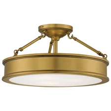 Harbour Point 3 Light 19 inch Liberty Gold Semi Flush Mount Ceiling Light