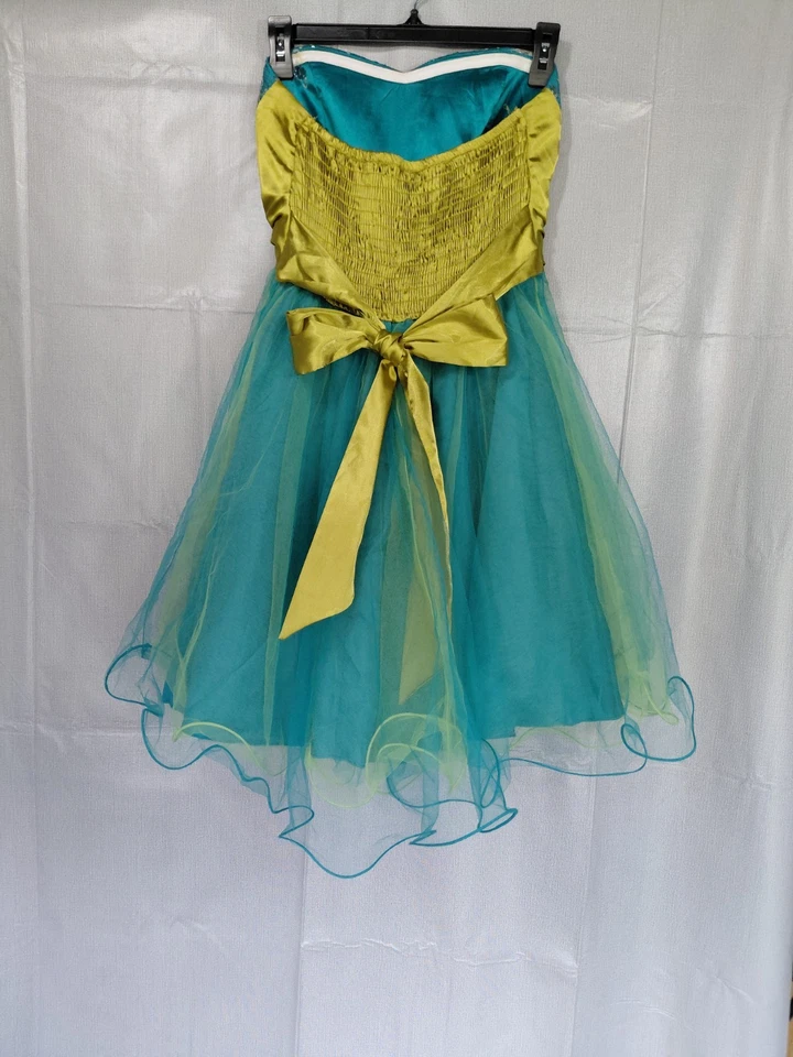 XOXO Strapless Mini Dress Sz 7 Homecoming Prom Formal Turquoise Green Sequins - Image 2 of 4
