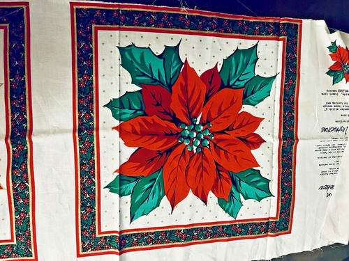 Spectrix American Museum Pillow Panel Poinsettia & Cheater Block Panel Remnant - Picture 3 of 7