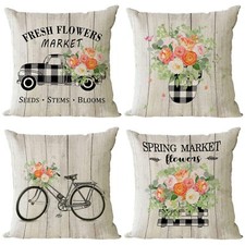 Spring Throw Pillow Covers 18x18 Set of 4 Floral Pillow Covers Spring Summer ...