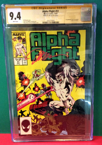 Alpha Flight #51 CGC/SS 9.4 Jim Lee, 1st MARVEL published Lee artwork!         g