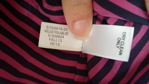 Banana Republic SZ S Small Silk Long Sleeve Striped Button Up Purple Pink Black - Picture 5 of 7