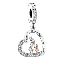💖 Mother Daughter Mum Always My Forever My Friend Charm 925 Sterling Silver