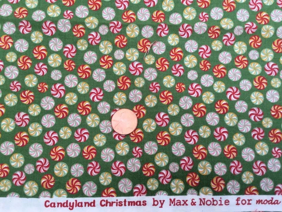 Moda Cotton Quilt Sew Fabric CANDYLAND CHRISTMAS by Max & Nobie 2 Fat Qtrs. - Image 2 of 4