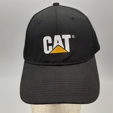 Official Caterpillar CAT Hat Advertising Cap Black Strap Back White Script Logo
