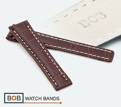 BOB FALTSCHLIESSENUHRBAND Kompatibel mit Breitlingfaltschließe Tabac 22-20 mm