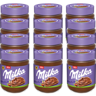 Milka Haselnusscreme Brotaufstrich mit Haselnüssen 350g 12er Pack