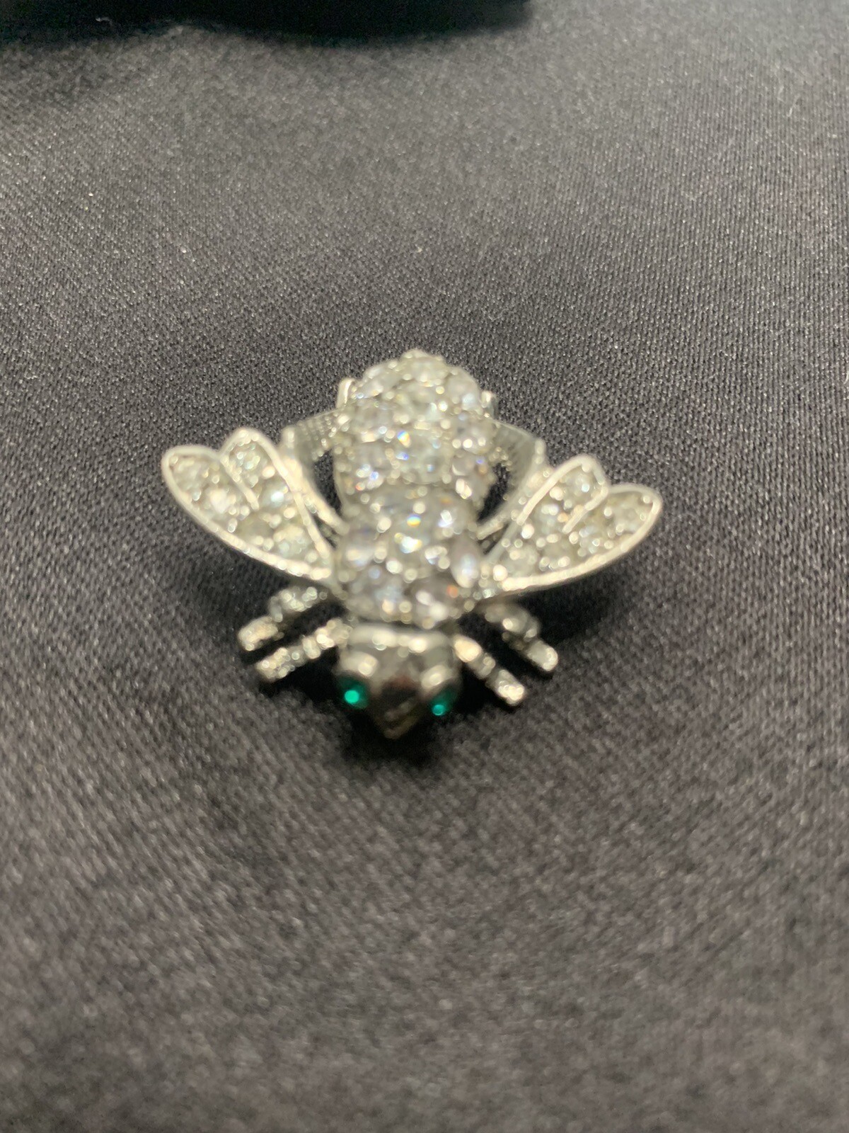 Joan Rivers Rhinestone Bumble Bee Brooch/Pin Green Eyes Signed