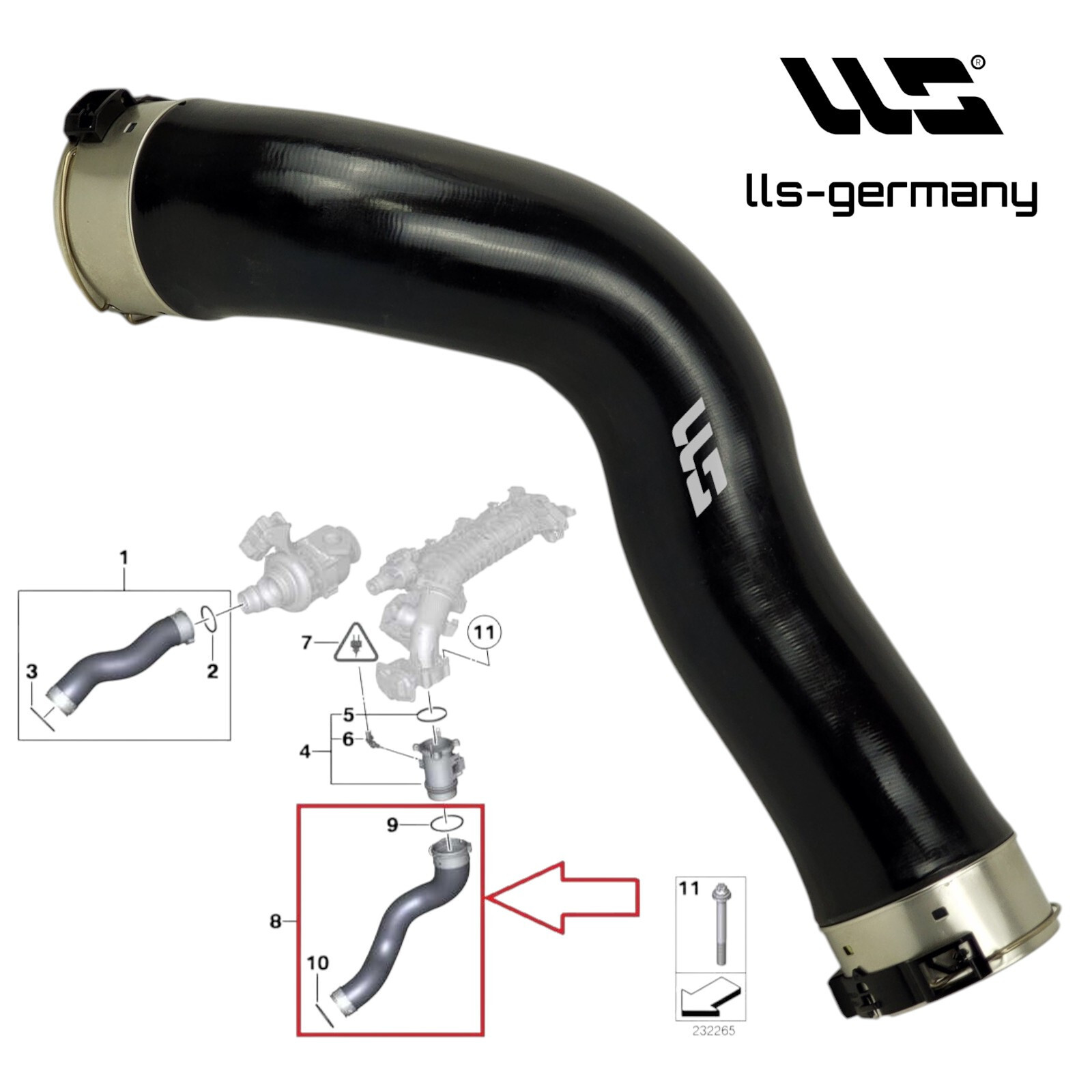 Turbo Hose Charge Air Hose For BMW 5 Series F10 F11 518D 520D 525D 11617810615