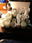Lot of 29 Vintage Small White Milk Glass Jars 1900s-50s Some Full With Lids