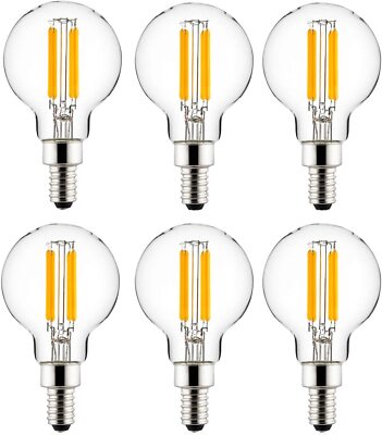 LED G16.5 Filament Globe Light Bulb 5W (60W=) E12 Base 30K Warm White - 6 Pack
