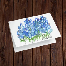 Bluebonnet Watercolor Note Cards Set of 10 with Envelopes Blank Inside 4.25x5.5"
