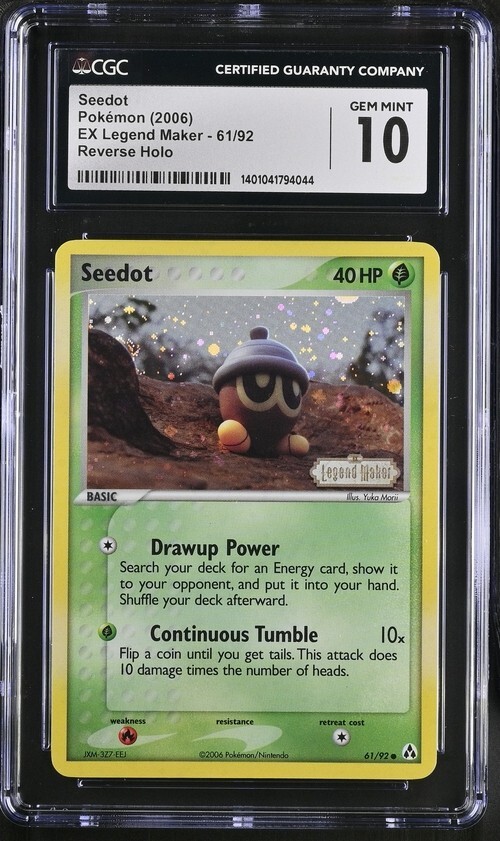 Pokemon Seedot 61/92 Reverse Holo EX Legend Maker - CGC 10