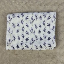 Modern Baby Purple Floral Flower Swaddle Blanket Green White Muslin Cotton Lovey