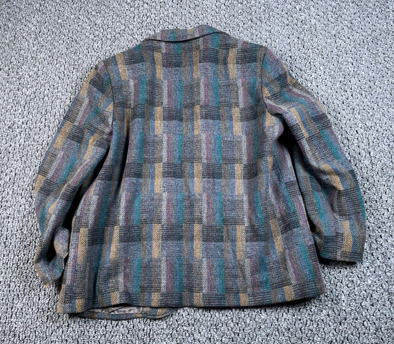 VTG Patchwork Plaid Pattern Wool Blazer Jacket Wo… - image 2