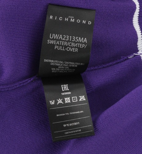 RICHMOND X Women Sweatshirt S Metal Detail Round Neck Violet And White Pullover - Picture 8 of 9