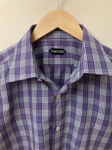 VGUC Tom Ford Dress Shirt Purple/Black/White Madras 17/43