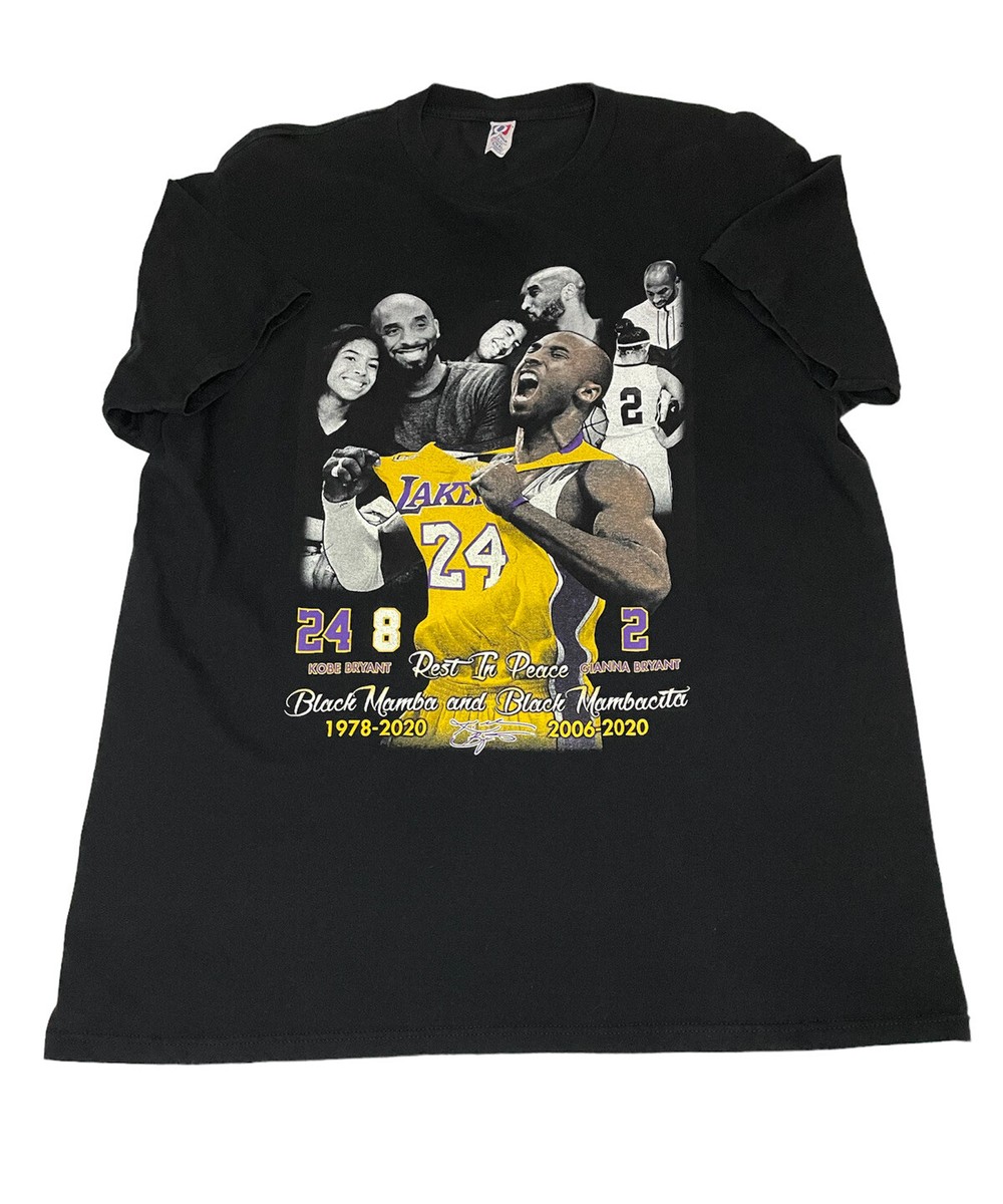 Kobe Bryant MAMBA & MAMBACITA Tシャツ 2XL Rest In Peace Kobe Bryant Mens Black T Shirt XL RIP Lakers 24 8