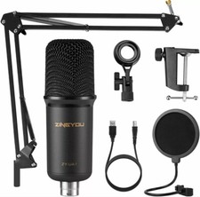 Zingyou Usb Microphone Bundle Zy-ua1 Pc Laptop Recording Condenser Mic Kit Black