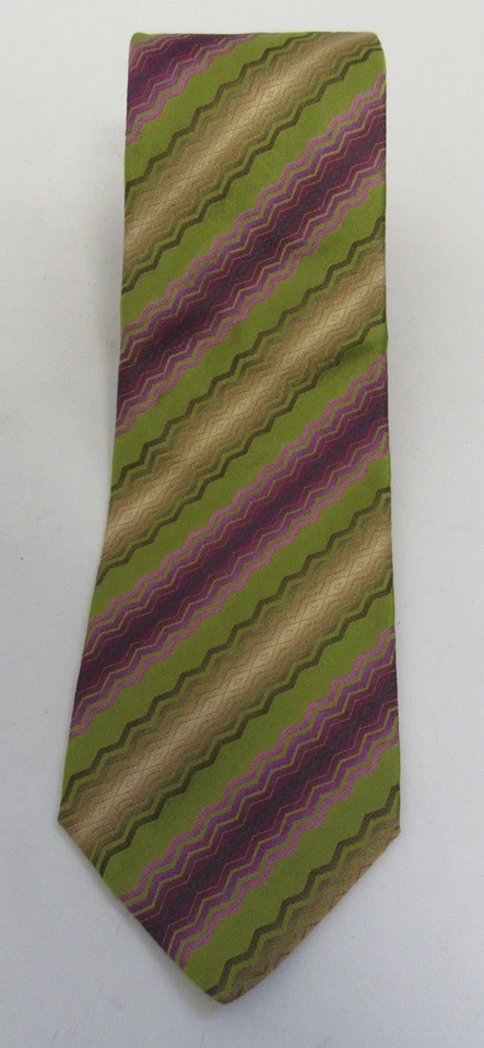 Corbata Missoni 100 % verde seda/rosa/oro patrón Foto 2 de 4