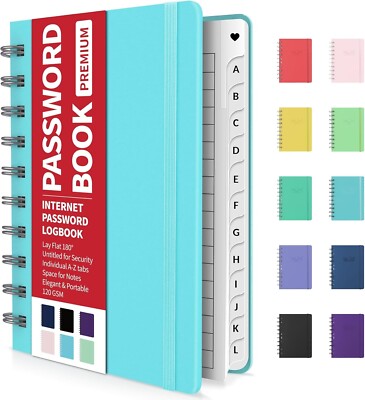 Password Book with Individual Alphabetical Tabs, 4''X5.5'' Small Password Notebook