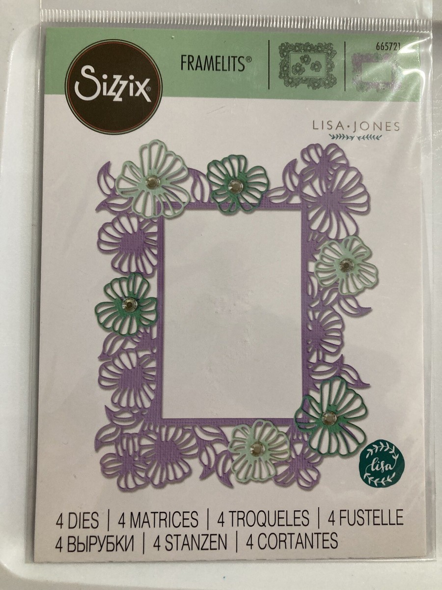 flowermemoryページ Sizzix Framelits Dies Rectangle Floral Frame By Lisa Jones