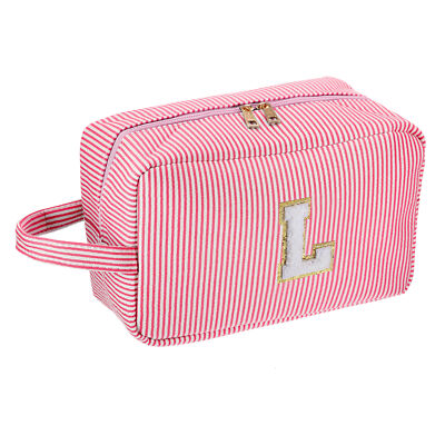 Personalized Initial Make Up Bag Letter L Cosmetic Bag Travel