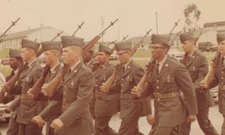 Military Marching Group Soldiers in Uniforms Rifles Discipline Camaraderie