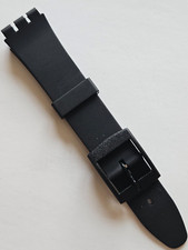 17mm - Swatch Replacement Rubber Band -  Black Buckle / Water Resistant 