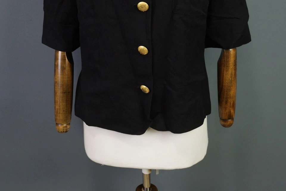 Chaqueta Blazer Vintage En Plus Givenchy Negra Manga 3/4 Forrada Lino Talla 10 Foto 4 de 4