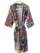 Indian Handmade Kantha Quilt Long Jacket Kimono Women Wear Boho Paisley kimono