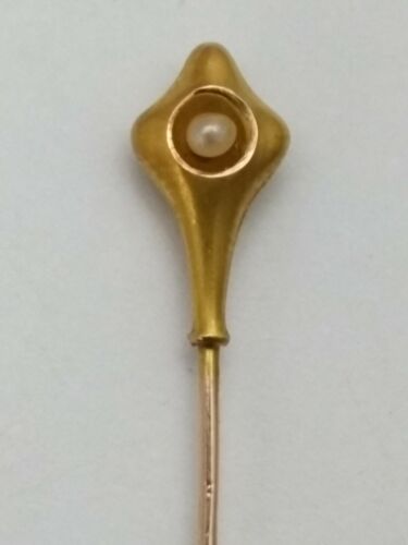 Antique Victorian 10k Seed Pearl Hat Pin - image 1