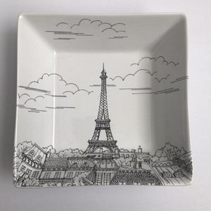 222-Fifth-City-Scenes-Paris-Square-Bowl-7-034-Eiffel-Tower-Black-White