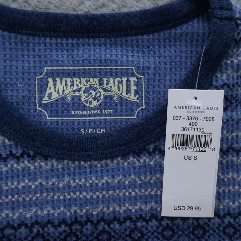 Lote de 2 Top American Eagle Mujer Tejido Gofre Pequeño Azul Fair Isle Marfil Rojo NUEVO Foto 4 de 4