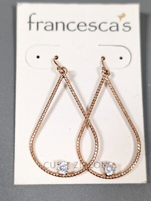 Francescas Gold Tone Teardrop Cubic Zirconia CZ Dangle Hook Earrings Pierced